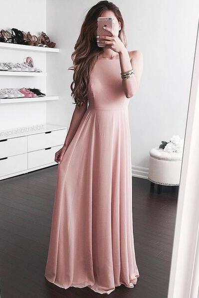 Simple Prom Dresses, Pink Prom Dresses, Long Prom Dresses, 2017 Prom Dress, Prom Dress