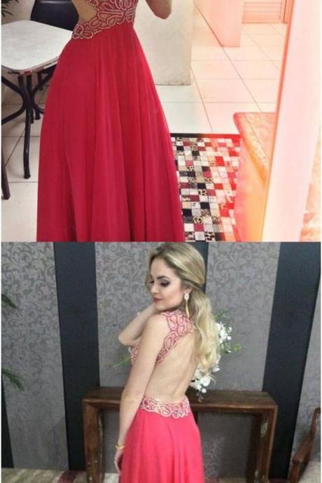 Prom Dresses 2017 ,red Long Prom Party Dresses,backless Red Party Dresses,sexy Prom Dresses,women Fashion