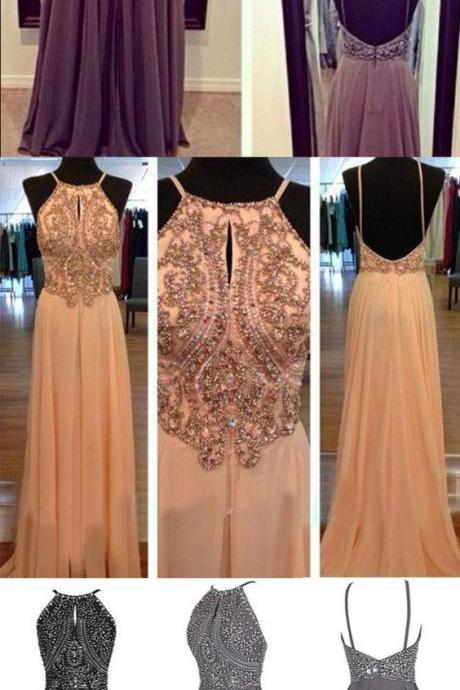 Sexy Prom Dress,sexy Backless Prom Dresses With Beaded,sleeveless Prom Dresses, Evening Dress,long Prom Gown