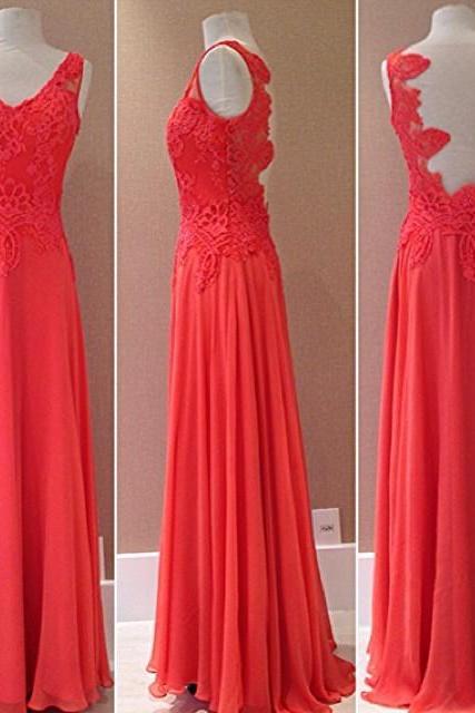Charming Red Lace Prom Dress,long Evening Dress,sexy Prom Dresses,sleeveless Backless Formal Dress
