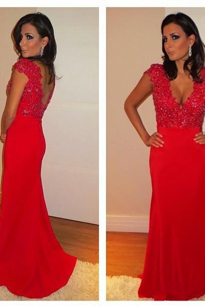 Long Evening Dress,elegant Red Evening Dresses,formal Gown,sexy Prom Dresses