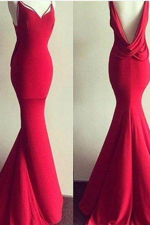 Red Long Prom Dress, 2017 Mermaid Long Prom Dress, Formal Evening Dress