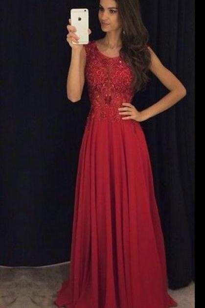 Red Long Prom Dress,long Prom Dresses,a Line Chiffon Prom Dress,sexy Prom Dress,long Evening Dress
