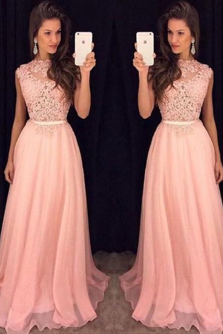 A-line Prom Dress ,scoop Cap Sleeve Chiffon With Applique Formal Dresses,elegant Prom Dress