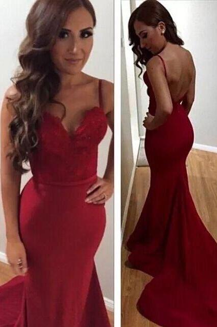 Long Prom Dresses,sexy Evening Dresses,burgundy Appliques Long Evening Gowns