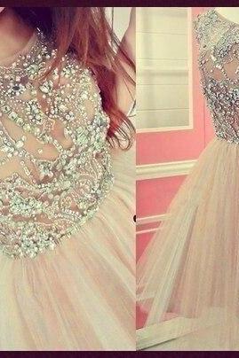 Short Homecoming Dresses, Scoop Sleeveless Tulle Short Mini Prom Dress,crystal And Beading Party Gown,sexy Cocktail Dress