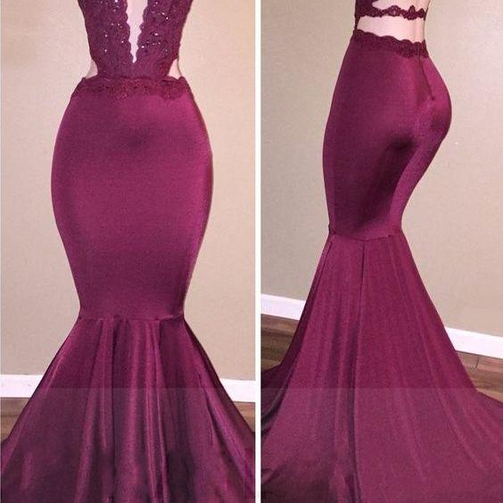 Trendy Bling Deep Sexy V neck Mermaid Prom Gown SREAL193