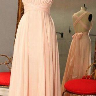 Square Neck Hot Pink Bowknot Long Slim-fit Prom Dress With Slit main image 1