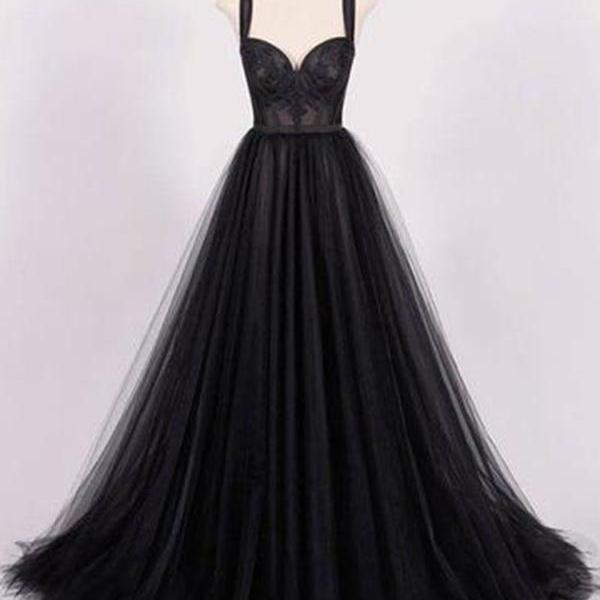 Chic Black A Line Prom Dress Modest Simple Cheap Long Prom Dress M1234 ...