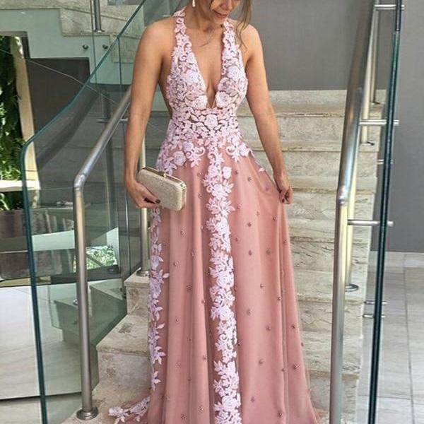 Sexy Lace Evening Dress, Sexy Long Prom Dress With Appliques, Formal ...