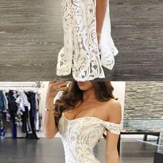 White Prom Dress Sheath Off The Shoulder Long Lace With Split M1914 On Luulla 