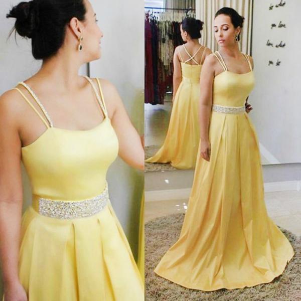 Elegant Straps Yellow Long Prom Dress Evening Dress M2616 on Luulla