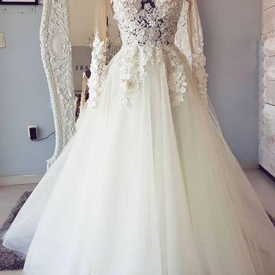 WHITE V NECK TULLE LACE LONG PROM DRESS WHITE TULLE WEDDING DRESS  cg8769 main image 1