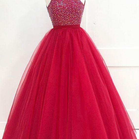 Sparkle A-line Red Long Prom Dress Party Dress   cg11101 main image 1