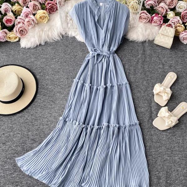 Simple V-Neck Dress Sleeveless Dress