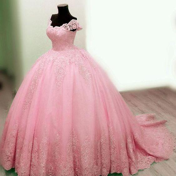 Ball Gown Off The Shoulder Pink Chiffon Long Prom Dress Evening Dresses main image 0