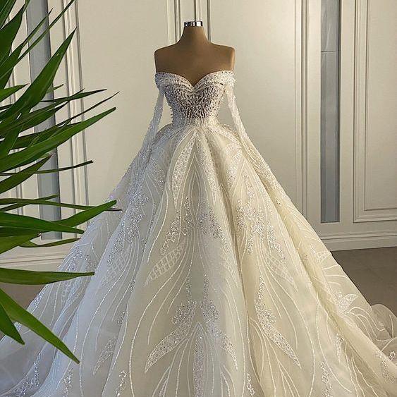 Ball Gown Wedding Dress Beaded Lace Appliques Bridal Dresses on Luulla