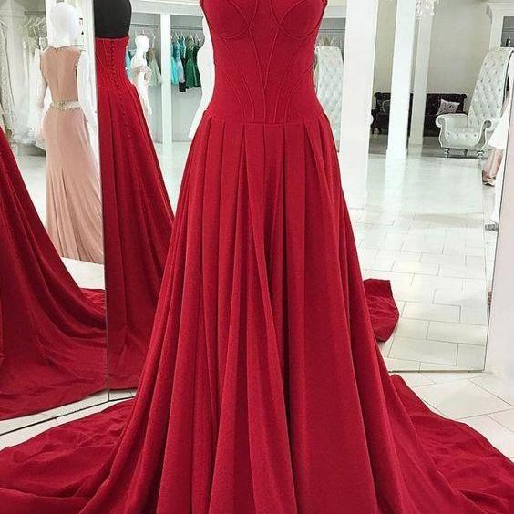 Formal Wear Dresses/Simple Red Long Prom Dress with Tie Back main image 1