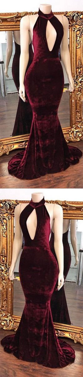 Elegant Mermaid V Neck Sleeveless Zipper Up Floor-Length Evening Dress