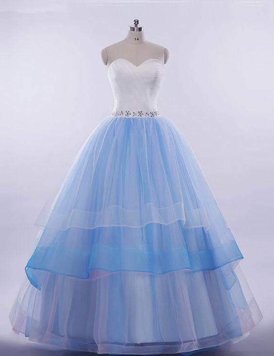 Blue Tulle Long Strapless Princess Prom Gown M0553 on Luulla