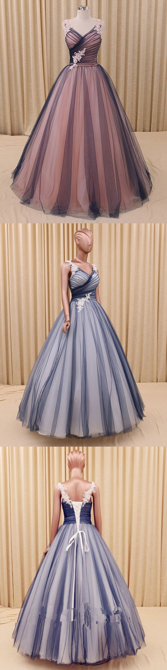Navy Blue Princess Tulle Ball Gown Formal Evening Dress. M0702 on Luulla