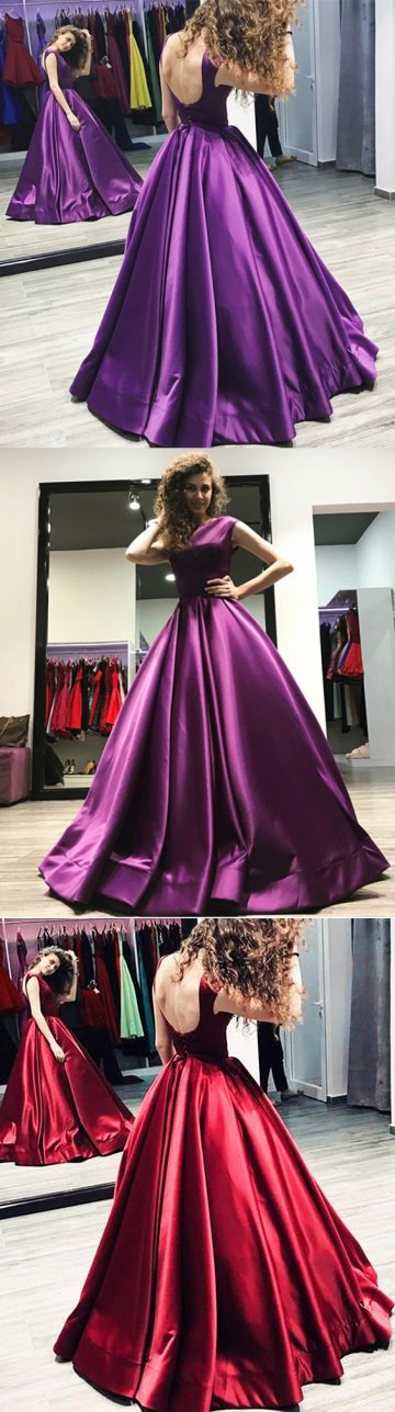 Sexy Long Satin Backless Prom Dresses Ball Gowns Evening Dresses M1251 ...