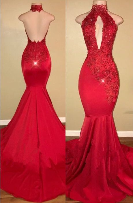 Sexy Halter Mermaid 2018 Prom Dress Long With Lace Appliques M1287 On Luulla 