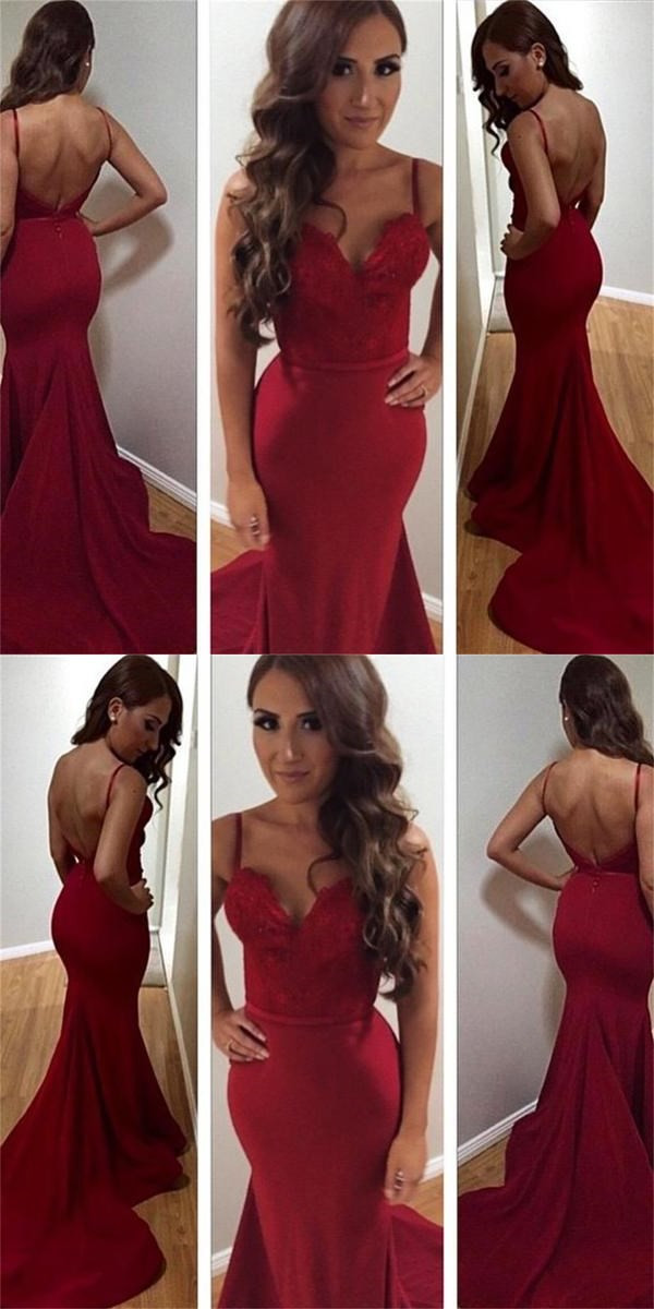 Red Prom Dresses, Sexy Prom Dresses,Spaghetti Straps Prom Dresses ...