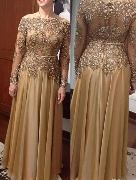 Mother Of The Bride Dresses With Appliques Lace, Long Sleeves Mother's ...