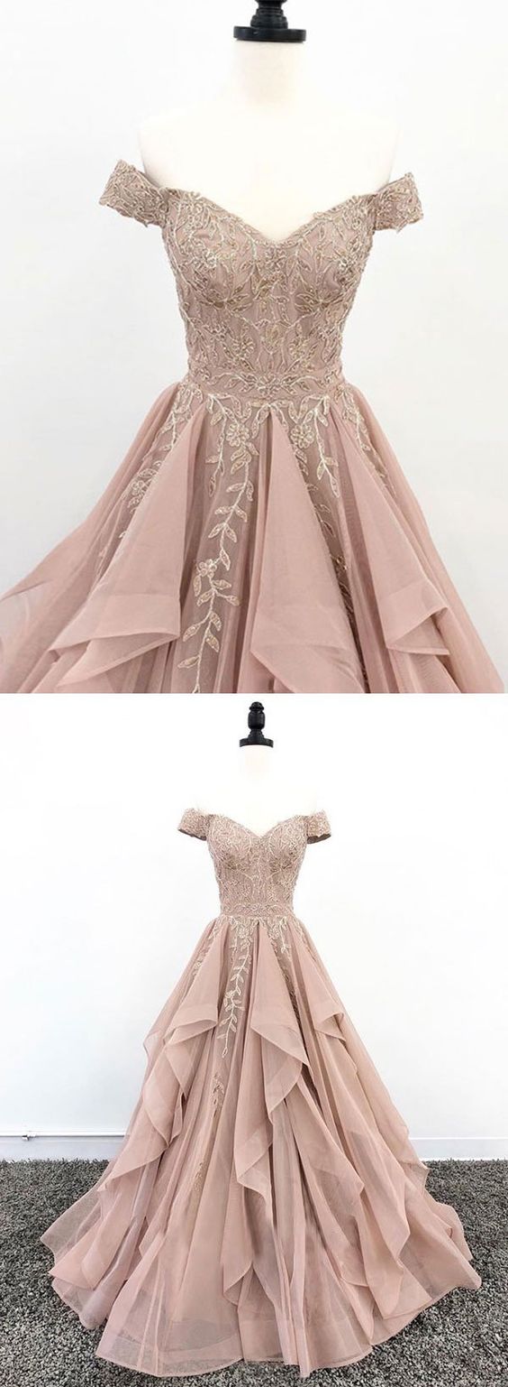 Stylish V Neck Lace Chiffon Long Prom Dress, Evening Dress M7294 on Luulla