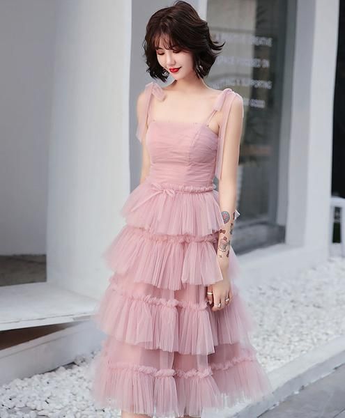 Simple Pink Tulle Short Prom Dress, Pink Homecoming Dress M8395 on Luulla