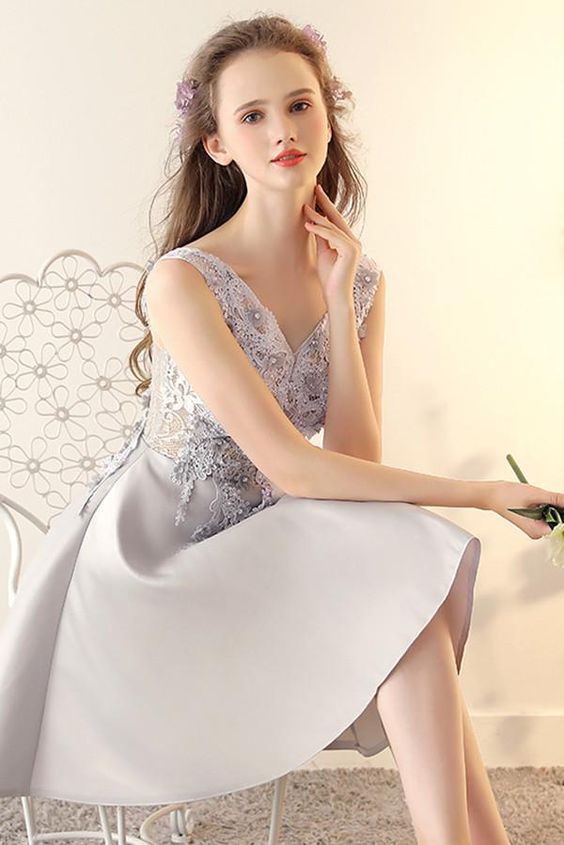 A-line V Neck Homecoming Dress,Cute Party Dress Y2279
