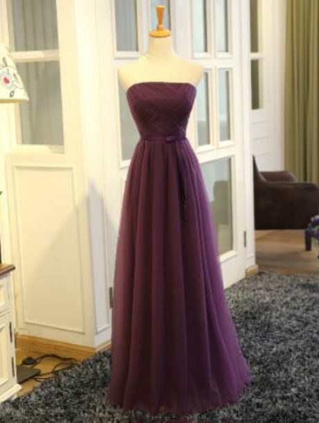 Strapless Purple Tulle Bridesmaid Dress M9327 on Luulla