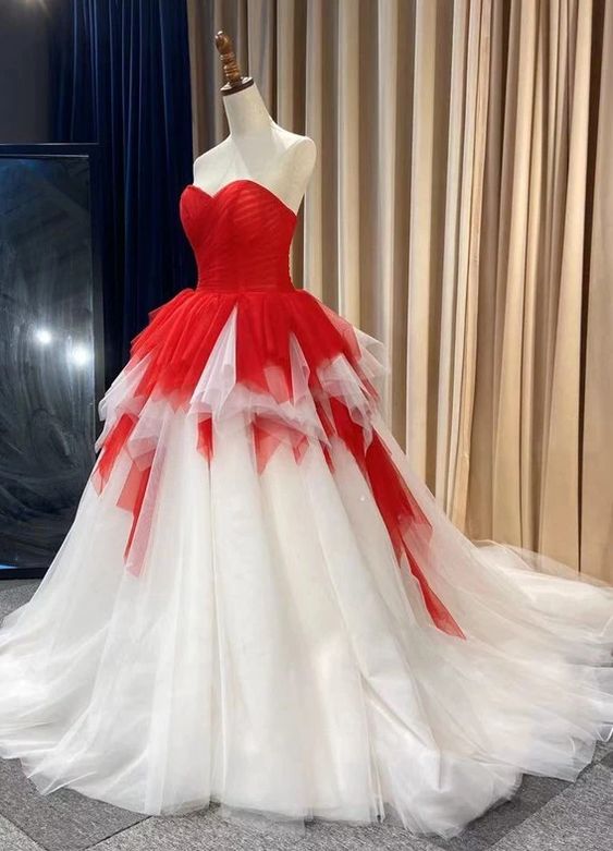 Ball Gown White And Red Wedding Dress M943 on Luulla