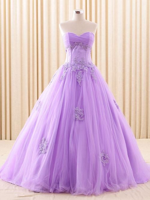 Purple Strapless Lace Ball Gown Dress M1226 on Luulla