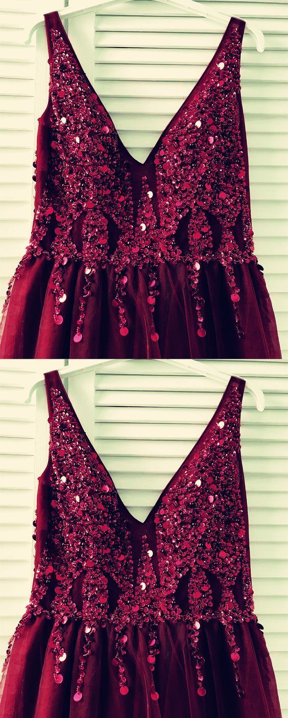 Hallie Sequin Embellished Gown (Burgundy)