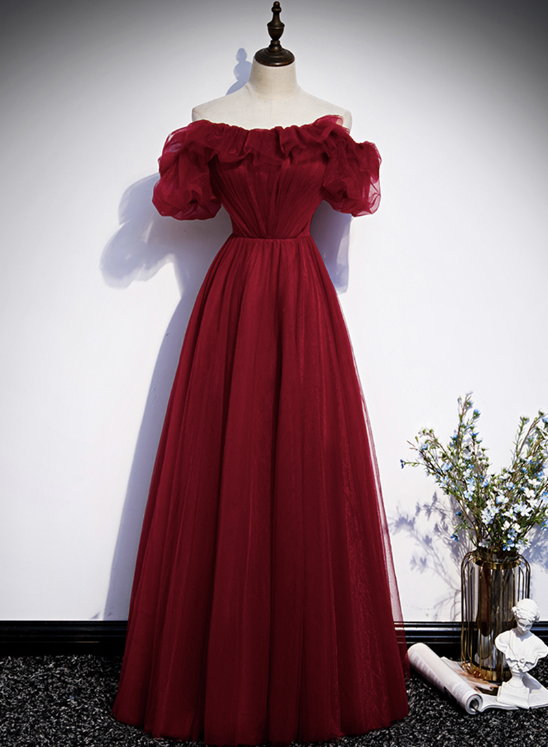 Burgundy Tulle Long Prom Dress Evening Dress M2672 on Luulla