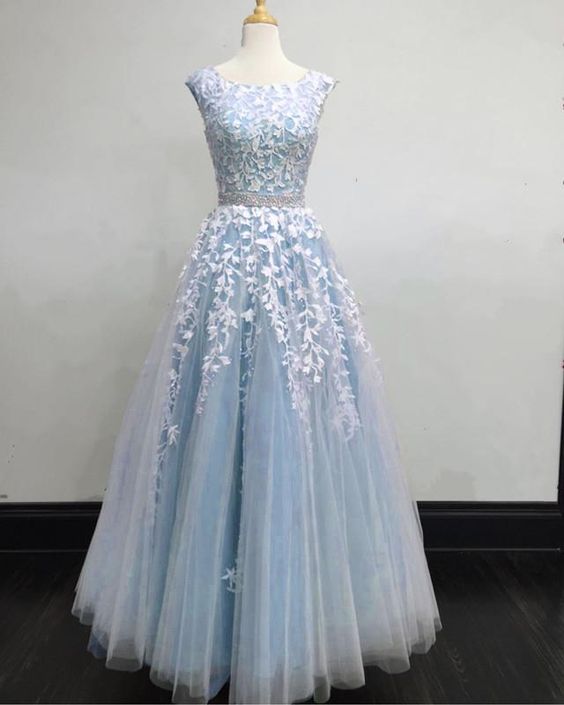 Beaded A-line Tulle Long Prom Dress M2711 on Luulla
