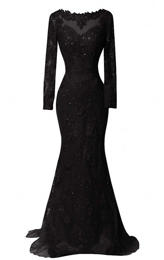 Black Memaid Long Prom Dress With Lace M3340 on Luulla
