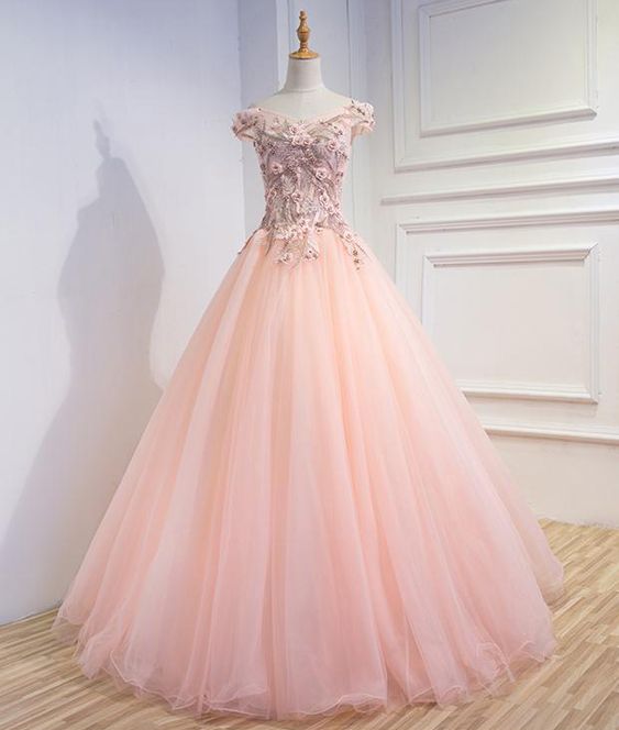 Tulle Lace Long Prom Dress Pink Evening Dress M3414 on Luulla