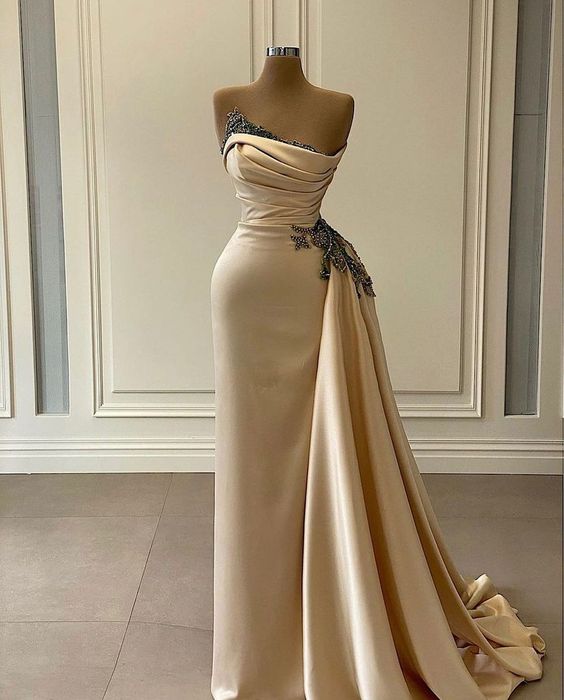 Custom Evening Gown, Satin Prom Dress, Evening Dress M3537 on Luulla