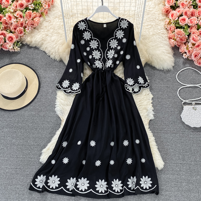 Cute A Line Embroidered Dress on Luulla