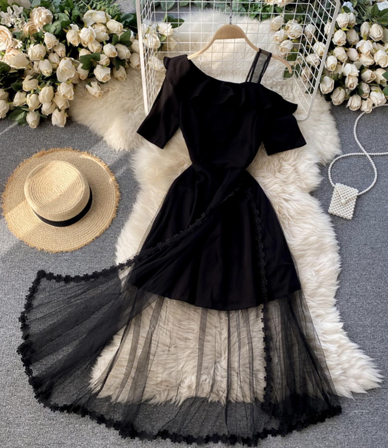 Long Black One Shoulder Dress main image 0