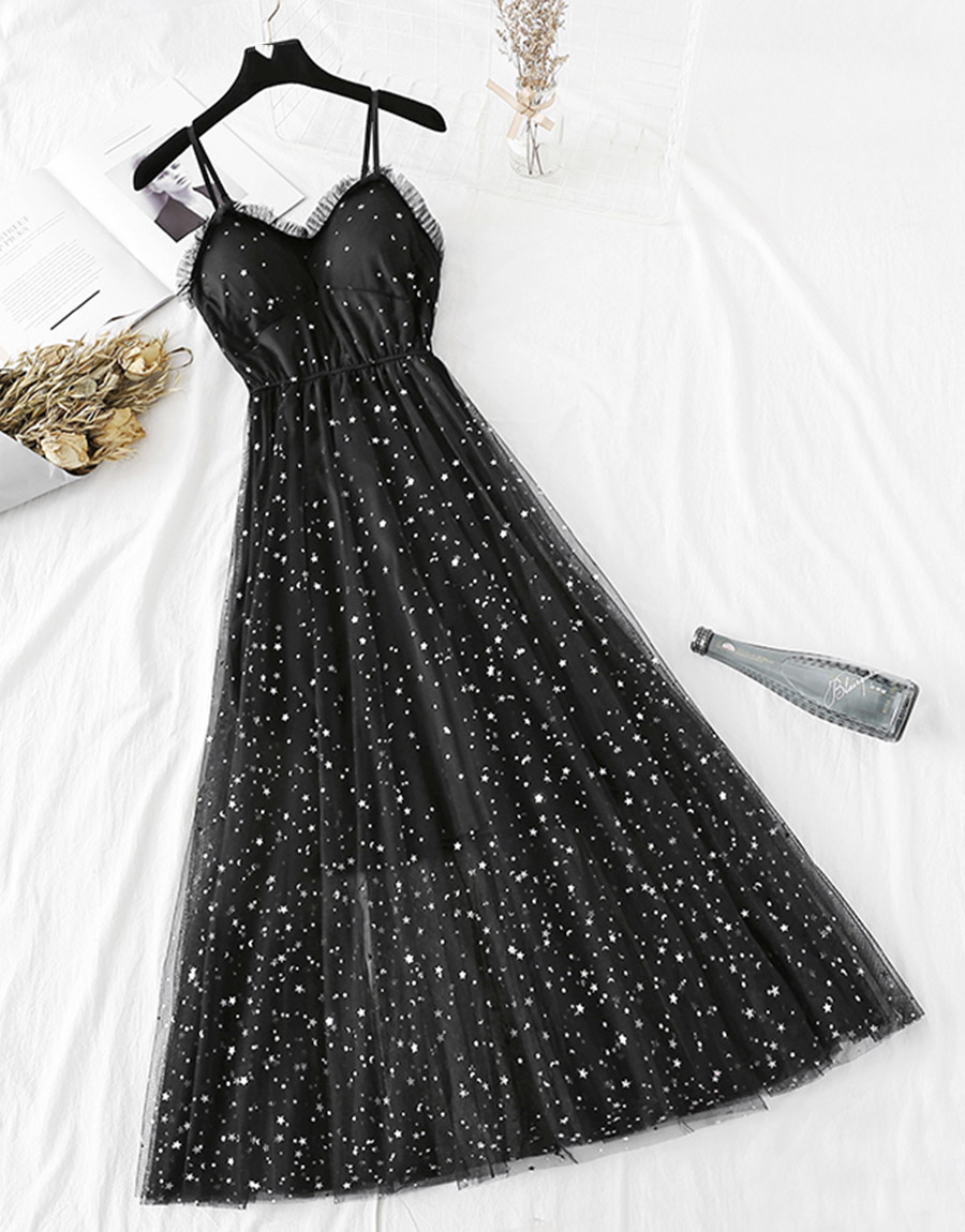 A-Line Tulle Maxi Dress with Sequins and Beads for Girls main image 1