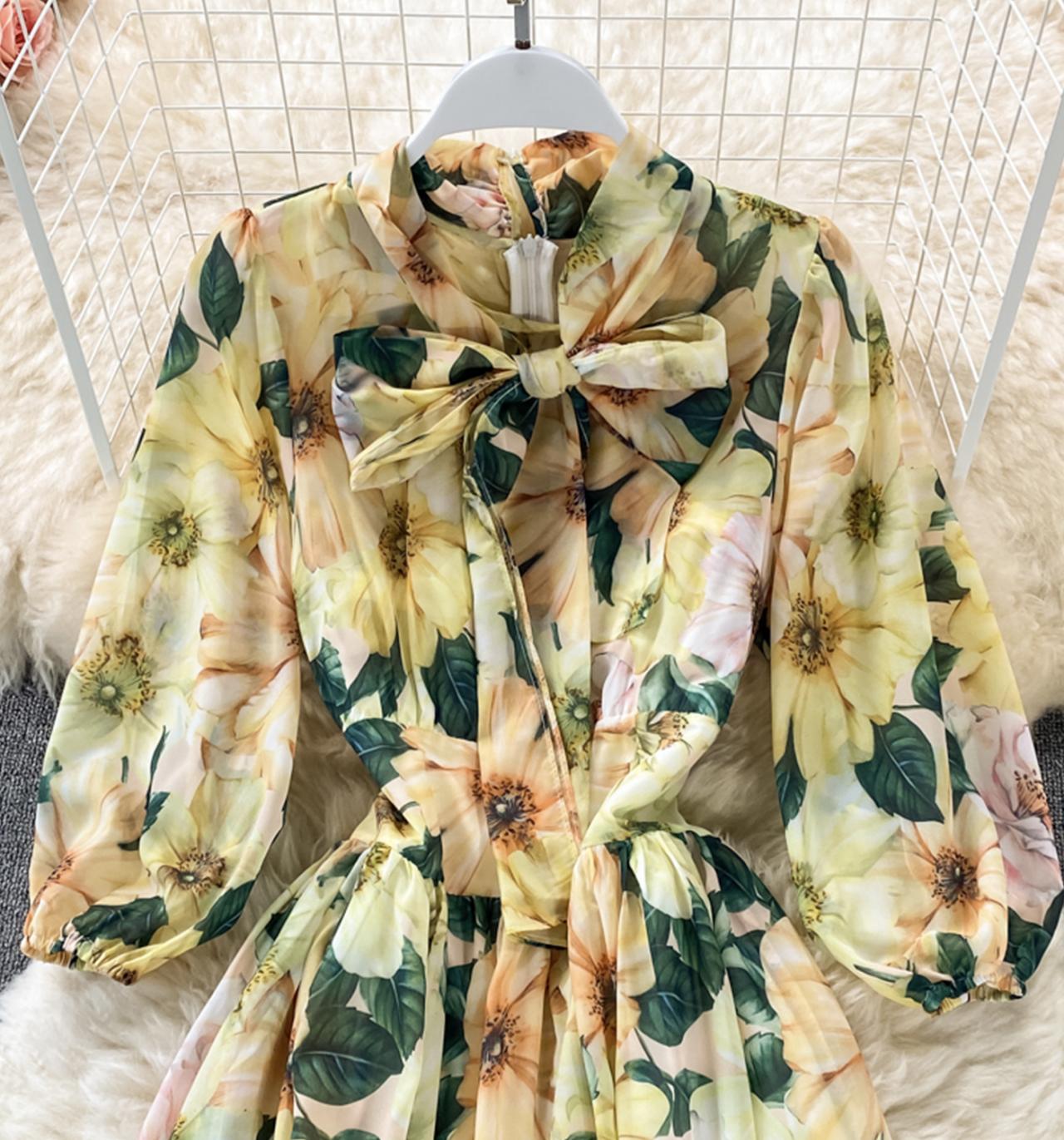 Long Chiffon Floral Dress 2026.Stylish Chiffon Floral Dress A Line Long Sleeve Dress on Luulla