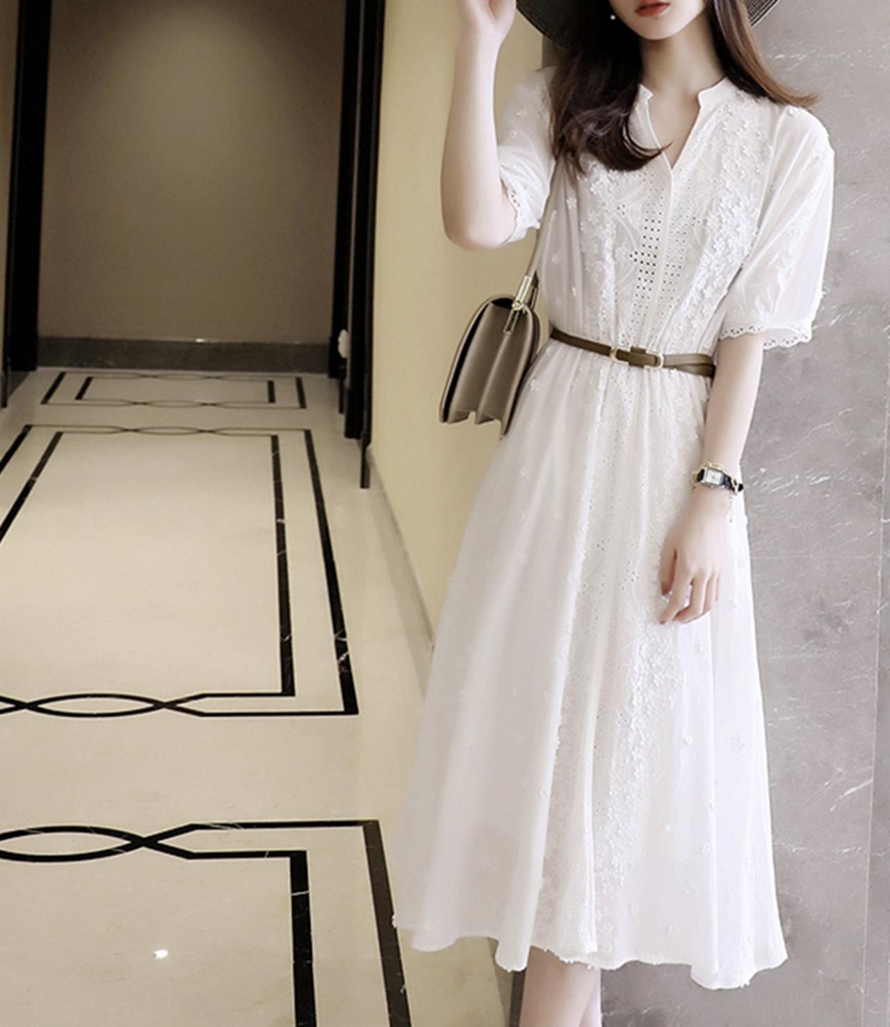 Elegant A Line White Cutout Dress on Luulla