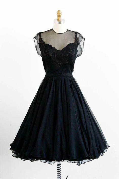 Black Chiffon And Floral Lace Cocktail Homecoming Dress on Luulla