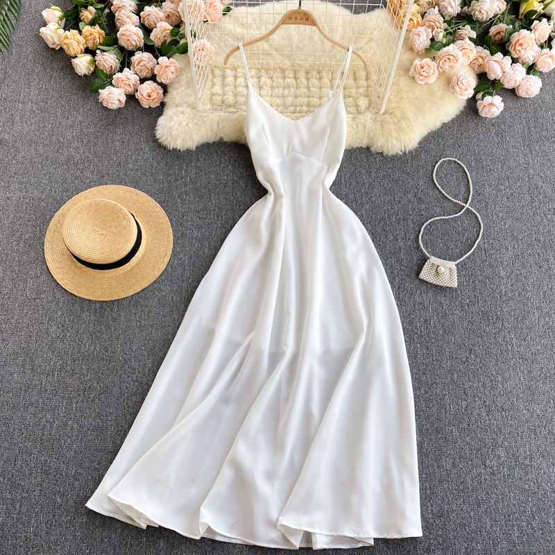 White V Neck A Line Dress Fashion Dress on Luulla
