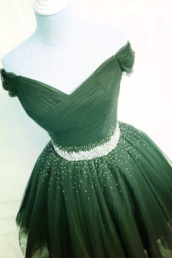 Green Tulle Short Prom Dress, Cute Green Homecoming Dresses main image 1