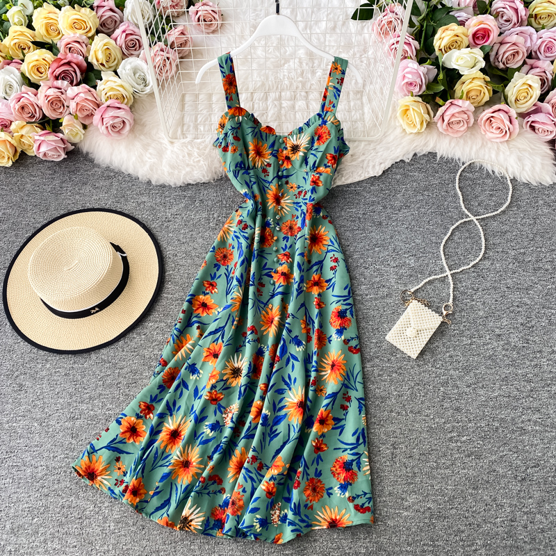 Floral Dress, Beach Dress, Seaside Holiday Long Dress on Luulla